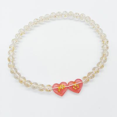 China To Make Women Lovely New Design Elastic Handmade Acrylic Colorful Beads Heart Necklace For Kid Jewelry for sale