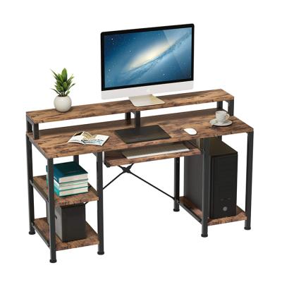 China (Size) Adjustable Modern Study Writing Table Workstation Computer Desk with Storage Shelves for Home Office for sale