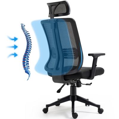 China Adjustable Modern Ergonomic Lumbar Support Rolling Swivel Computer Desk Rotation Chair for sale