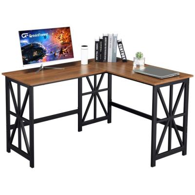 China Adjustable (height) sit at home to stand modern simple height adjustable l shape gaming desk computer desk with shelves for sale