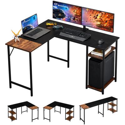 China (Height)Adjustable Modern Desk L Shape Shaped Expandable Adjustable PC Computer Desk for sale