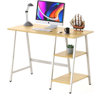 China (Size)Adjustable modern study desk table office computer home office desk with two shelves for sale