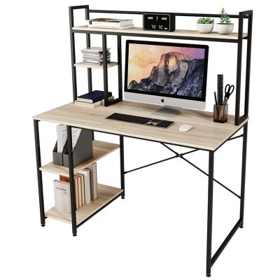 China (Height) Adjustable Writing Table Shelf 47 Inch Home Office Desk With Storage Shelves for sale