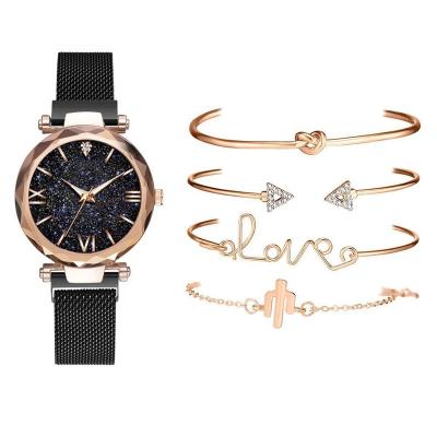 China DIVER 5 Pcs Luxury Women Watches Set Magnetic Starry Sky Clock Fashion Ladies Quartz Female Wrist Watch for sale