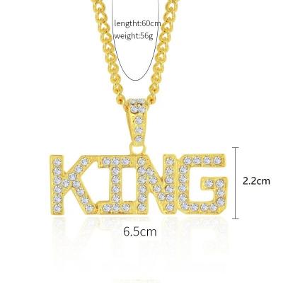 China Religious Gold Plated Rhinestone Pendant Chain Hip Hop Alphabet Pendant Necklace For Man for sale