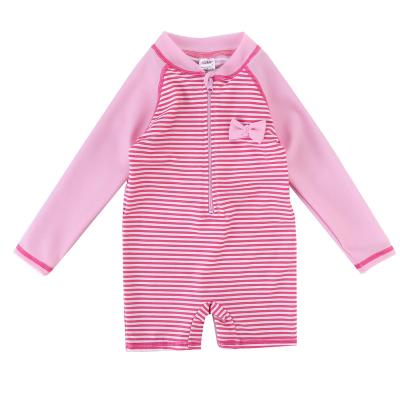 China High Grade Little Girl Warm Swimwear UPF50 Breathable Long Sleeve One Piece Kid Swimsuit For Summer Outdoor Swimming for sale