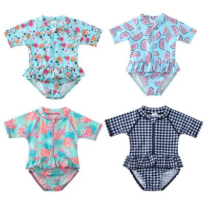 China QUICK DRY One-Piece Baby Swimsuit Baby Floral Ruffle Baby Kids Bathing Suit Beautiful Swimwear for sale