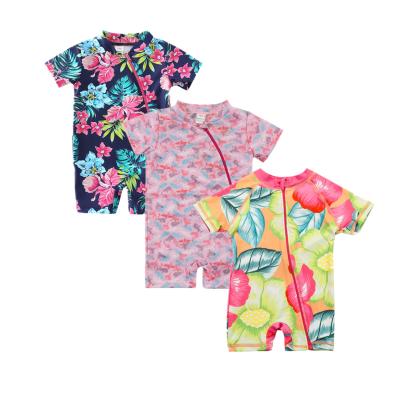 China 2023New Arrivals Sweegentle Babies One Piece Swimwear Sunsuit Full Front Zipper Baby Swimsuit Short Sleeves Breathable Kids Beach Wear for sale