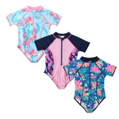 China Sweegentle Breathable Color Printed Flower Swimwear Baby Swimwear Cute Little Girls Swimwear Beach Wear for sale