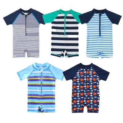 China QUICK DRY short sleeve zipper baby boy swimwear infant swimming beachwear UPF 50+ baby swimwear for sale