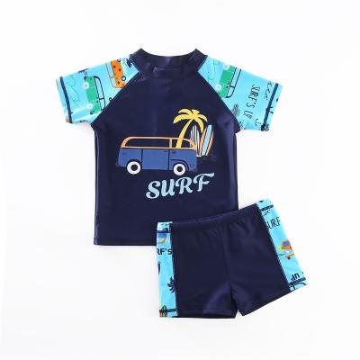 China Hot Selling New Arrival Guard Set Swimsuit Bathing Suit Kid Handsome Boy Breathable Two-piece Rash Swimwear for sale