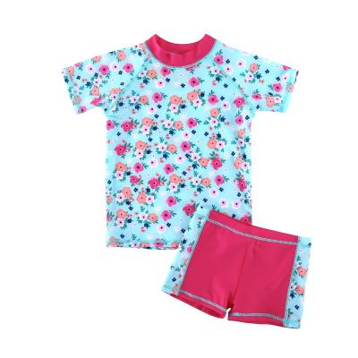 China Lovely Breathable Two-Piece Rash Guard Child Girl Swimwear Swimwear Set Swimsuit Bathing for Kids Girls 4 6 8 10 12 Years Old for sale