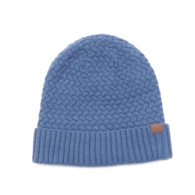 China COMMON high quality warm fleece striping unisex wholesale Slouchy blue beanies with custom logo for sale