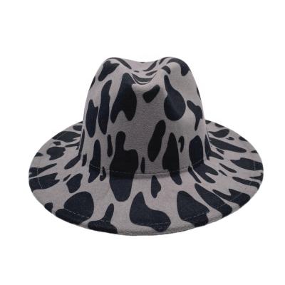 China Fashion Leopard Spot Female Wide Brim Print Comfortable\Durable Fashion Felt Panama Fedora Hat Jazz Hat For Women for sale