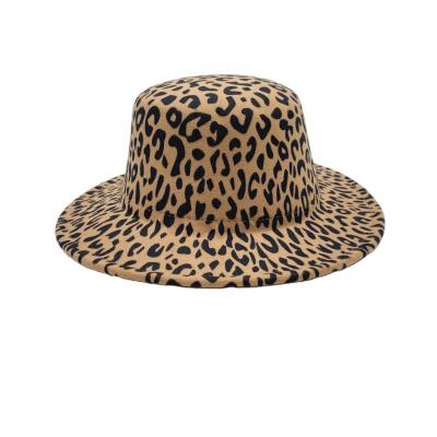 China Fashion Round Crown Leopard\Comfortable Female Wide Brim\Durable Fashion Printing Felt Panama Fedora Hat Jazz Hat For Women for sale