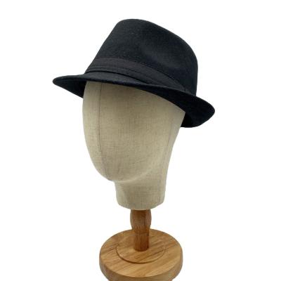 China Hot Wholesale Polyester Fedora Felt Hat Wide Brim Unisex Black, Fashion Fedora Hats For Women for sale