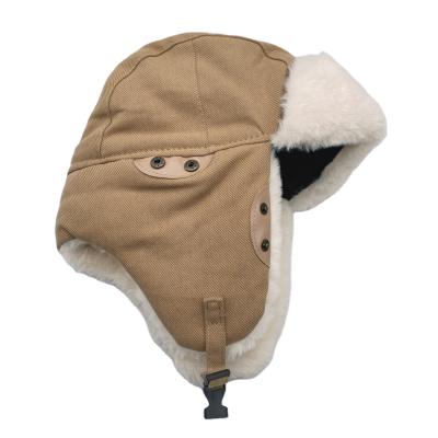 China New Winter Faux Fur Plain Twill Ski Trapper Ear Hat Russian Hunting Hats COMMON Outdoor Warm Windproof Fin Hats for sale