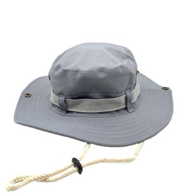 China Gray Plain Unisex Cotton Packable Boonie Outdoor Hats Males Of Character Soft High Quality Cotton With String Fisherman Hat for sale