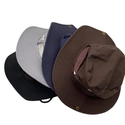 China Character High Quality Soft Brown Cotton Packable Boonie Hats Outdoor Simple Unisex Males With String Fisherman Hat for sale