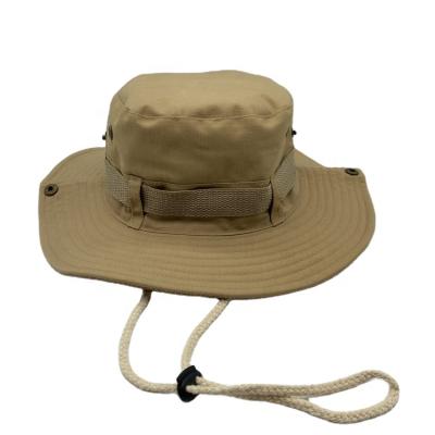 China High Quality Plain Outdoor Unisex Wheat Soft Character Cotton Boonie Hats Foldable Males With String Fisherman Hat for sale