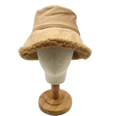 China Fashion Heavy\New Winter Comfortable\Durable Double Sided Sherpa Striping Suede Outside Simple Custom Fisherman Hats Women Bucket Hats for sale