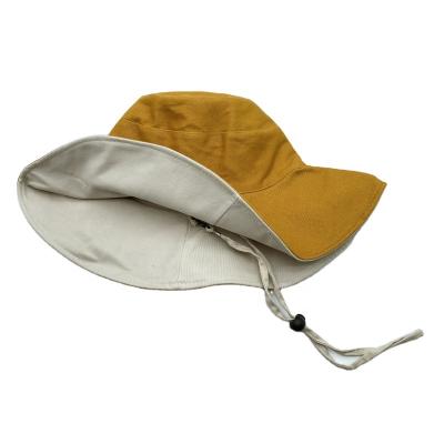 China Fashion\New Hot Comfortable\Durable Sale Mustard Double Faced Cotton Women Fisherman Single Bucks Cap Bucket Hats for sale