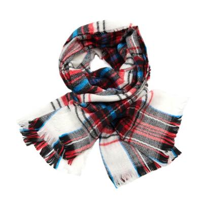 China Custom Fashion Winter Check Scarf Woven Cashmere Scarf Long Large With Fringes Woman Shawl for sale