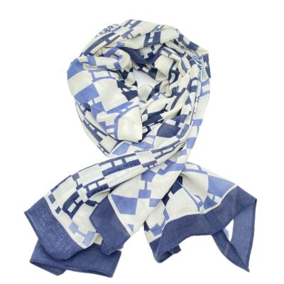 China Wholesale Fashion Spring Summer Printed Lightweight Cotton Scarf Woven Square Scarf Custom Women Shawl for sale