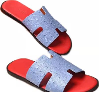 China Summer Lightweight Hot Selling Leather Sandals For Men Upper Mens H Slides Slippers for sale