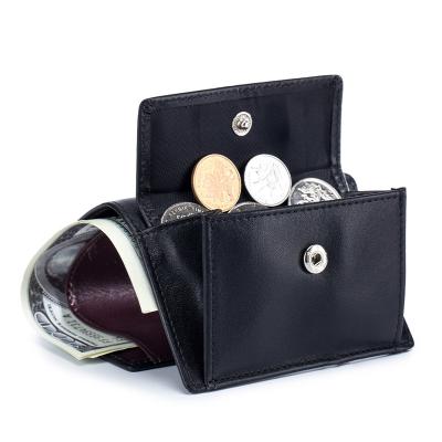 China Anti-theft RFID Anti-radio Frequency Scanning Coin Purse Purse Men's Mini Genuine Leather Short Wallet for sale