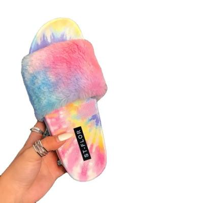 China Fashion Trend Rainbow Women's Colorful Slippers Colorful Slide Slippers Comfortable Indoor Indoor Outdoor Slippers for sale