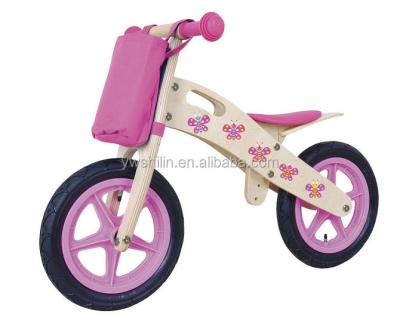 China Ride On Hot Sales New Design Toy Children's Wooden Balance Bike With A Shopping Bag for sale