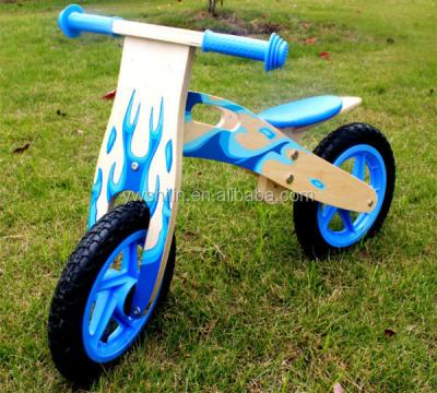 China Ride on Toy Hot Sales Blue Flame Kids Wooden Balance Bike with FSC and SGS for sale