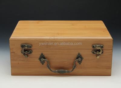 China Viable bamboo gift box with handle/antique bamboo jewelry box with antique hinges/small bamboo box for sale