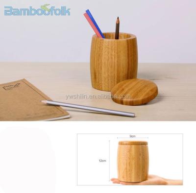 China Pen Holder Bamboo Pen Holder with Lid/Bamboo Rotating Vase/Bamboo Pencil Pen Holder for sale