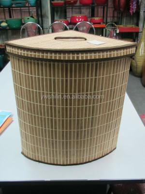 China Sustainable triangle bamboo laundry basket/bamboo folding laundry basket with lid/hotel laundry basket/bamboo laundry basket for sale