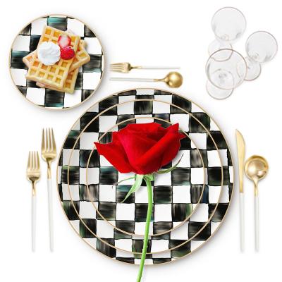 China Sustainable China Porcelain Dinnerware Sets Bone China Black Dinner Plate for sale