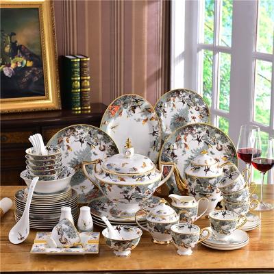 China Sustainable Cookware Equator Jungle Series Western Ceramic Dinnerware Set Bone China Bowls And Dishes Porcelain Dinner Set for sale