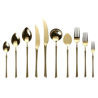 China Sustainable Wholesale High Quality Multi Color Dinnerware Fashion Gold Spoon Fork Set Cutlery Catering Set for sale