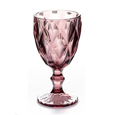 China Sustainable Vintage Wine Glass Etched Glass Pattern Handmade Different Type Embossed Drinkware Wine Glass Goblet for sale