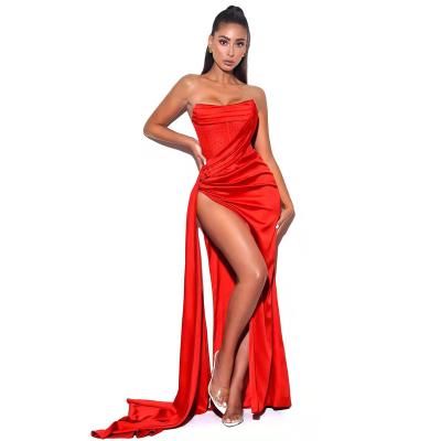 China Charming Women's 2022 Solid Color Anti-Static Ball Gown Cocktail Dresses Summer Elegant Sexy Party Ladies Slim Corset Dresses for sale