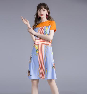 China Reference 2021 New Summer European Breathable Dress Female Comfortable Round Neck Loose Pocket Dress for sale