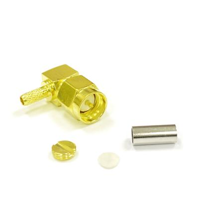 China RF SMA Coaxial Right Angle Right Angle Male Connector For RG316 RG174 Cable Brass Goldplated SMA Male Connector for sale