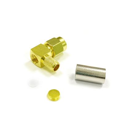 China Hot Sale SMA Male Plug Crimp Right Angle Type RF Coaxial Connector For RG58 Right Angle SMA Cable for sale