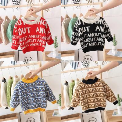 China Wholesale 100% Cotton Baby Winter Cable Knitting Round Kids Anti-Shrink Collar Boys Sweater Sweater for sale