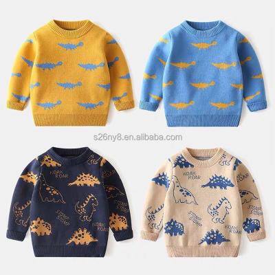 China Organic Anti-Shrink Rib Baby Knitted Sweater Long Sleeve Cotton Round Neck Autumn Winter Sweater Children's Knitted Sweater for sale