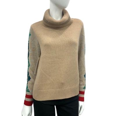 China High Quality Anti-wrinkle New Arrival Argyle Jacquard Pattern Custom Knit Turtle Neck Sweater For Ladies/Women/Girl for sale