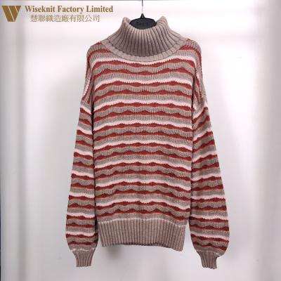 China thick and hot sales All-match Anti-wrinkle loose pullover turtle neck rainbow sweater for sale