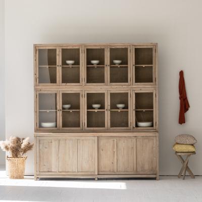 China Modern Nordic Recycled Pine Glass Display Showcases Sideboards Living Room Cabinets Wood Cabinets for sale