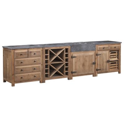 China Reclaimed luxury solid wood prefab NINGBO solid wood pine base sideboard set ANTIQUE HOUSE wabi Southern European industrial style sabi for sale